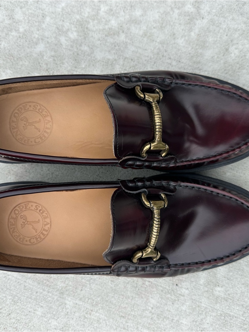 Penelope Chilvers Womens Leather Bit Loafers in Bordeaux